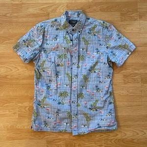Blue Flamingo Button Down